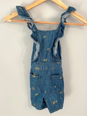 Old Navy Denim Floral Shortalls 4T Toddler Overalls Romper